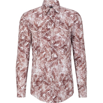 HUGO BOSS Риза Boss Men's H Hank Kent Long Sleeve Plain Shirt - Dark Red
