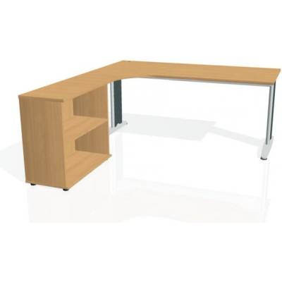 Hobis Pracovný stôl Flex, ergo, pravý, 180x75,5x200,0 (40x80) cm, buk/kov