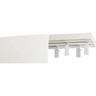 Garnyze-levneCZ Stropní garnýže kolejnicová dvouřadá PVC komplet s krycím čelem 9 cm 4 m