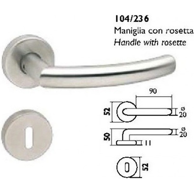 Fimet maniglie ДРЪЖКА 104 РОЗЕТКА wc 304 52мм ИНОКС (104236w31260)