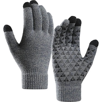 Плетени зимни ръкавици за тъч екрани - Iwarm Winter Braided Touch Gloves with Non-slip Details (23 см) (сив) (ST0018)
