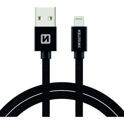Swissten kabel Textile USB/LIGH 3,0m, černá