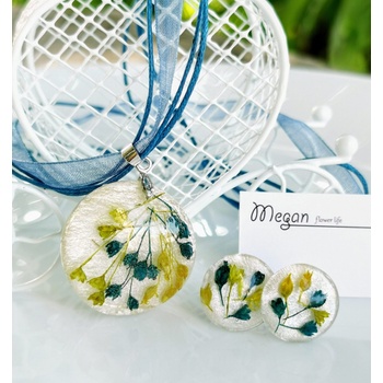 Meganflo Пъстър лимониум - малки обеци и медальон