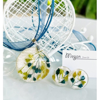 Meganflo Пъстър лимониум - малки обеци и медальон