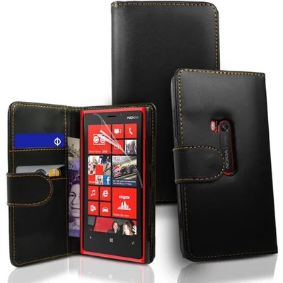 Nokia Lumia 920 Wallet Калъф Черен + Протектор