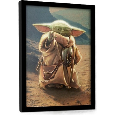 Rámovaný Obraz - Star Wars: The Mandalorian and Grogu - Grogu, 33 x 43 cm
