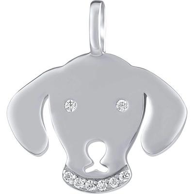 SILVEGO Stříbrný přívěsek Roxy ve tvaru psa s Brilliance Zirconia JJJ0626P