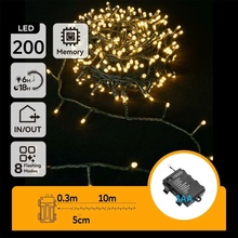 B.V. AigostarLED Venkovní vánoční řetěz 200xLED 8 funkcí 3xAA 10,3m IP44 teplá bílá AI1341