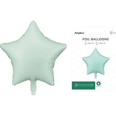 PartyDeco Balónek fóliový Hvězda světle zelená 48 cm