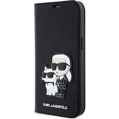 Púzdro Karl Lagerfeld PU Saffiano Karl and Choupette NFT Book iPhone 13 Pro čierne