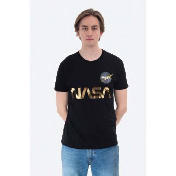 Alpha Industries Памучна тениска Alpha Industries NASA Reflective T в черно с принт 178501.365 (178501.365)