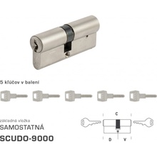 AGB - Vložka SCUDO 9000 S obojstranná cylindrická vložka 35+40 mm + 5x kľúč, NIM Nikel matný