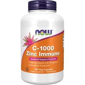 NOW C-1000 Zinc Immune | Vitamin C + Zinc Bisglycinate [180 капсули]