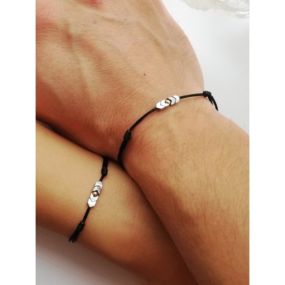 Гривни за двама с черен конец и злато