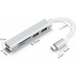 BlackBird USB 3.0 Type-c мултипортов хъб 5в1 3xUSB3.0, SD, TF, сребърен BH1471 (BH1471)