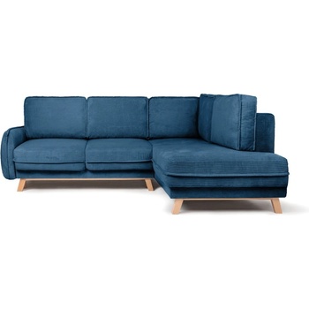 Bonami Син сгъваем ъглов диван от рипсено кадифе (десен ъгъл) Tori - Bonami Selection (TORILRIGHTCORNERPOSO5)