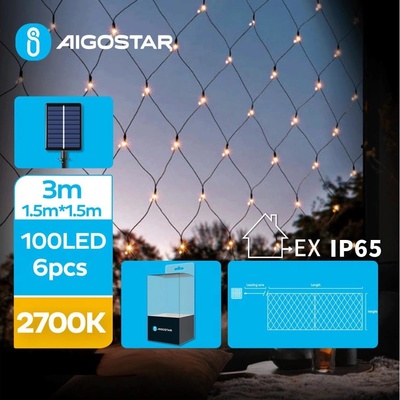 Aigostar LED Solárna vianočná reťaz 100xLED 8 funkcií 4,5x1,5m IP65 teplá biela AI0438