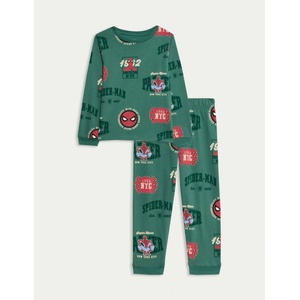 Marks & Spencer Пижама Spider-Man от чист памук (1-6 години) Marks & Spencer зелен Marks & Spencer | Zelen | Момчешки | 2-3 години