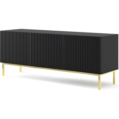 BIM Furniture ТВ шкаф Ravenna B 150 3D фрезован фолиран MDF, черен мат/злато (RAVENNATVSTANBLMGF)