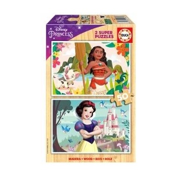 Educa Disney Princess Vaiana + Snow White wood puzzle 2x50pcs