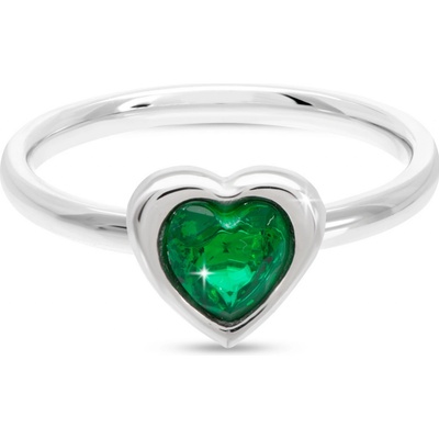 Ellami Ellami VERONA 0310 Prsten se srdcem a zeleným zirkonem 4000310