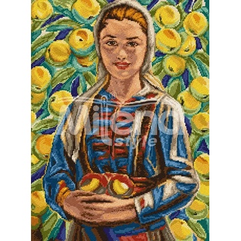 Image 1 of Milena Style Гоблен с щампа Момиче с ябълки без конци