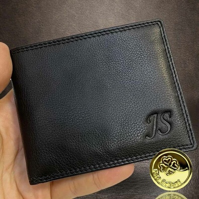 Tvůj vlastní monogram v ceně na této kožené peněžence ražba monogram u A Okrasně Monotype Cors.