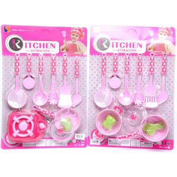 Image 1 of Armtoys ДЕТСКИ РОЗОВ КУХНЕНСКИ КОМПЛЕКТ С 6 ПРИБОРА НА КАРТОН