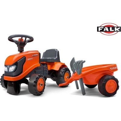 Falk traktor Kubota oranžové s volantem a valníkem