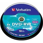 Verbatim Диск DVD-RW Verbatim, Презаписваем, 4.7 GB, 4x, 10 броя, В шпиндел, office1_2065240014