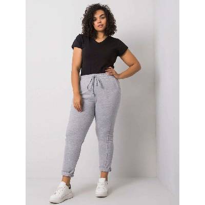 Bavlněné tepláky plus size šedé