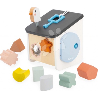 Janod didaktická ptačí budka Bird House Shape Sorter Sweet Cocoon pro třídění tvarů a barev