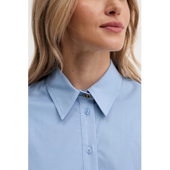 TWINSET Риза Twinset дамска в синьо със свободна кройка с класическа яка 252TF2072 (252TF2072)