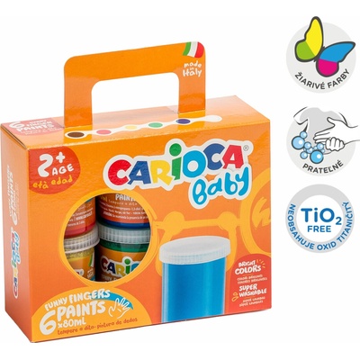 Carioca prstové farby Baby papierový kufrík 6 x 80 ml