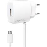 LogiLink USB Charger 1x +Micro USB cable 1m, 2.1A, PA0146W - cybertrade