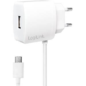 LogiLink USB Charger 1x +Micro USB cable 1m, 2.1A, PA0146W - cybertrade