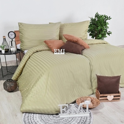 EMI povlečení damaškové hnědo-olivové Přikrývka 220x140