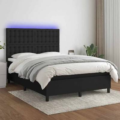 vidaXL 11461.3135199 Boxspring postel s matrací a LED černá textil