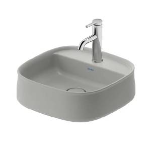 Duravit Zencha - Умивалник за монтаж върху плот 42x42 см, без преливник, отвор за смесител, DuraCeram, матово сиво 2374426771 (2374426771)