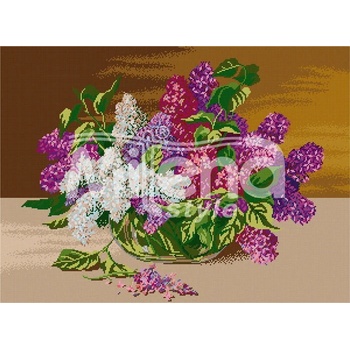 Milena Style Ваза с люляци - гоблен със схема конци Ariadna 1: 4