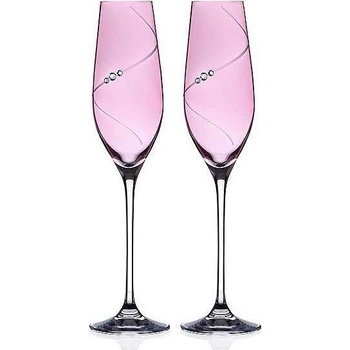 Diamante Sklenice na sekt Silhouette PINK 2 x 210 ml