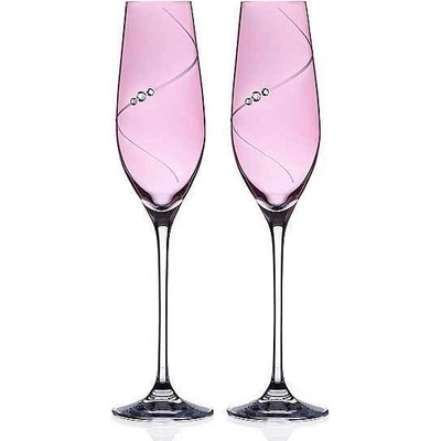 Diamante Sklenice na sekt Silhouette PINK 2 x 210 ml