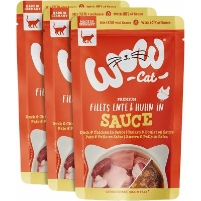 WOW Cat Sauce Kachna s kuřecím Adult 3x 85 g
