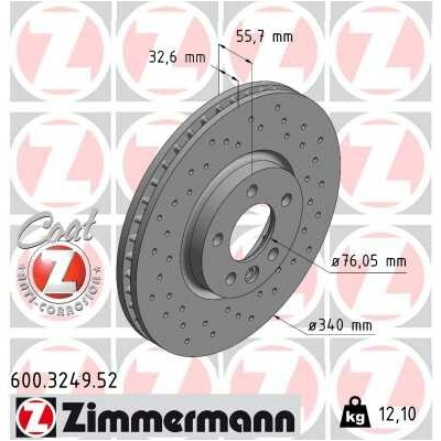 Brzdový kotúč ZIMMERMANN 600.3249.52 (600324952)