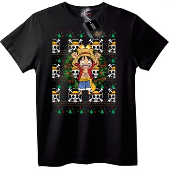NOONEBRAND Тениска One Piece Luffy Коледна - 6XL, White