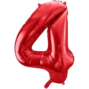 Party Deco Фолиев Балон Цифра в Червено - 86 см - 4 (fb1m-4-007)