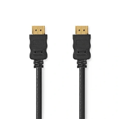 Nedis HDMI кабел Високоскоростен, HDMI / HDMI, позлатен, 4K@60Hz, ARC, 18 Gbps, 10.0 m, кръгъл, PVC, черен (CVGL34060BK100)