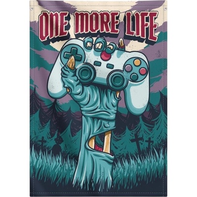 CurePink: | Textilní banner - vlajka na zeď Gamer Zone: One More Life (70 x 100 cm) [WSDGE006]