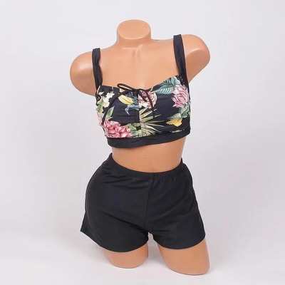 Макси бански в черно с цветя и боксер - чашка d/Е