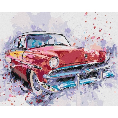 zuty Malování Podle Čísel Červené Malované Auto 80 x 100 Cm Plátno